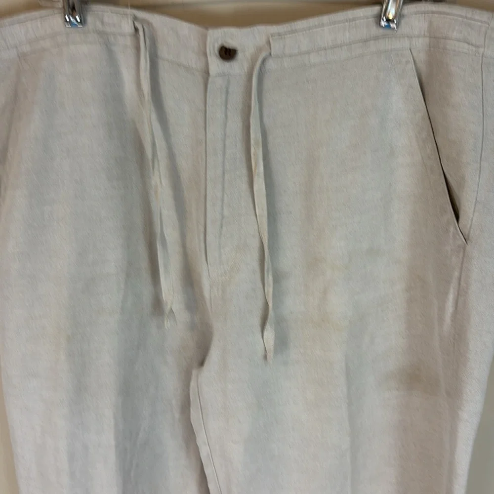 Cubavera Light Tan Linen Blend Pants Size Large (36-38)